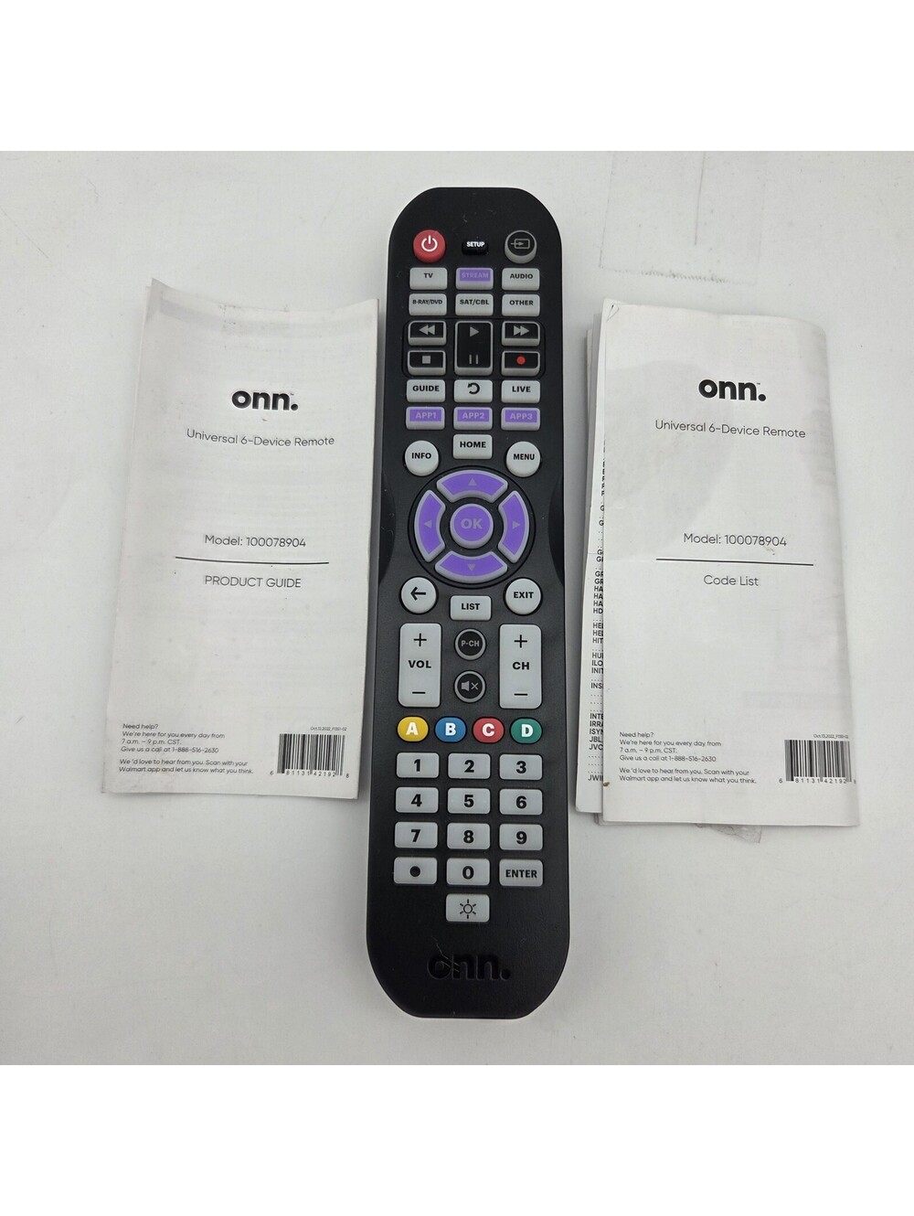 ONN Universal 6-Device Remote Control Backlit Buttons TV DVD Blu-ray Soundbar